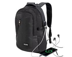 Stane® Laptop rugzak - Schooltas - Backpack - Laptoptas - USB oplaadstation - Incl. regenhoes - 14 t/m 15.6 inch - Zwart