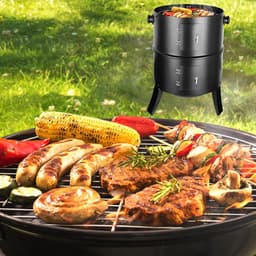 Homager Store barbecue met rook gedeelte - Gestookt op kolen - 3 in 1 roker barbecue - 3 in 1 multifunctionele barbecue - 3 in 1 barbecue - Premium smoker - Rook gedeelten - Houtskool - Met thermometer - Smoker barbecue — thumbnail 2