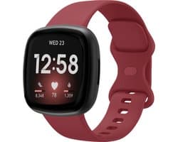 Strap-it Smartwatch bandje - siliconen horlogebandje geschikt voor Fitbit Versa 3 / Fitbit Versa 4 / Fitbit Sense / Fitbit Sense 2 - wijnrood - Maat: Maat S