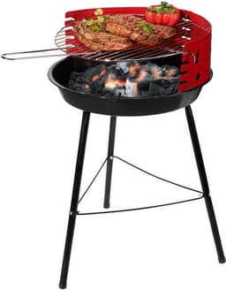 Houtskoolbarbecue Ø38 cm - Halfopen - Zwart / Rood - BBQ — thumbnail 1