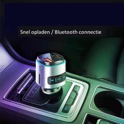 Multicolor Light FM Transmitter Bluetooth Draadloze Carkit met 2 snellader USB Poorten - voor muziek afspelen in auto – Handsfree bellen – Met Stembediening – Auto oplader – voor Samsung / iPhone / Sony / Huawei – Grijs — thumbnail 4
