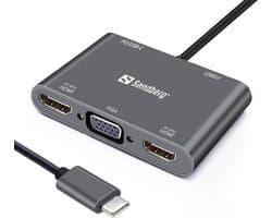 Sandberg - 136-35 - USB-C Dock 2xHDMI+1xVGA+USB+PD