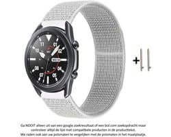 Wit Nylon sporthorlogebandje voor bepaalde 20mm smartwatches van verschillende bekende merken (zie lijst met compatibele modellen in producttekst) - Maat: zie foto – 20 mm white nylon smartwatch strap