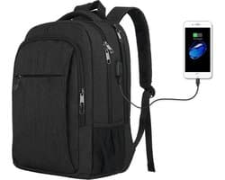 Kobest XL Rugzak met 15.6 Inch Laptop Vak - 33 L Rugtas voor Mannen/Vrouwen - Waterdichte Anti-diefstal Backpack - Tas voor School/Werk/Reizen - Met USB - Zwart