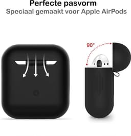 Hoesje - Geschikt voor Apple Airpods 2 - Siliconen Hoes met Clip - Silicone Case Cover - Zwart — thumbnail 4