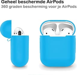 Hoesje - Geschikt voor Apple Airpods 2 - Siliconen Hoes met Clip - Silicone Case Cover - Lichtblauw — thumbnail 5