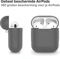 Hoesje - Geschikt voor Apple Airpods 2 - Siliconen Hoes met Clip - Silicone Case Cover - Grijs — thumbnail 5