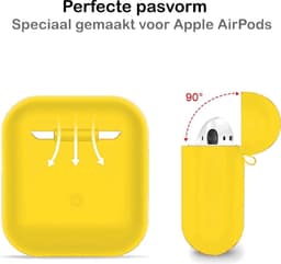 Hoesje - Geschikt voor Apple Airpods 2 - Siliconen Hoes met Clip - Silicone Case Cover - Geel — thumbnail 4