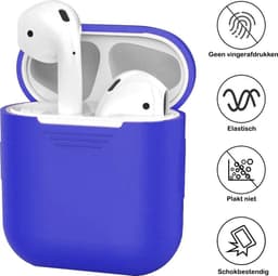 Hoesje - Geschikt voor Apple Airpods 2 - Siliconen Hoes met Clip - Silicone Case Cover - Donkerblauw — thumbnail 2