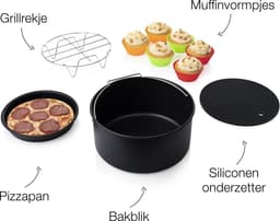 Princess 182011 Airfryer Accessoireset 10-delig - Accessoire voor heteluchtfriteuse - Grillrek - Pizzapan - Muffinset - Bakblik - Siliconen onderzetter - Diameter 18 cm — thumbnail 2