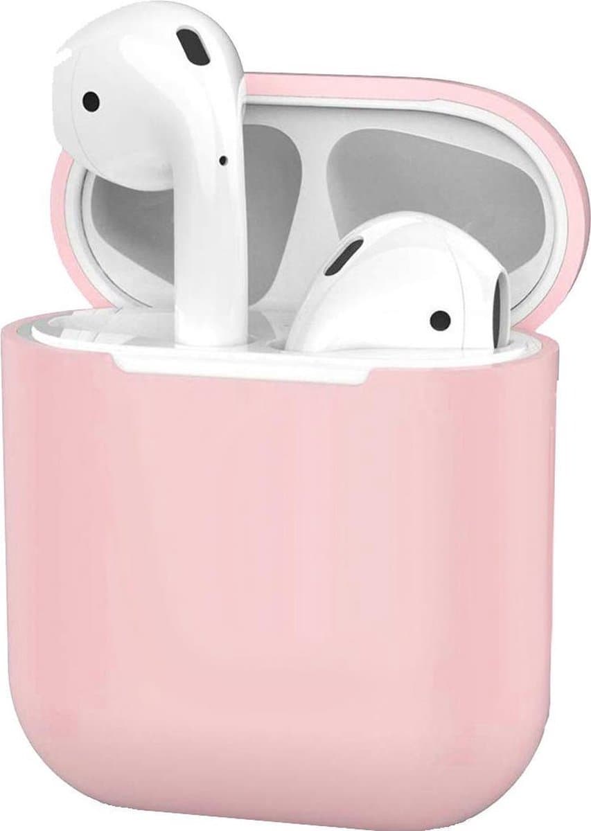 Hoesje - Geschikt voor Apple Airpods 2 - Siliconen Dun Met Clip - Case Cover - Silicone Hoes - Lichtroze — afbeelding 1