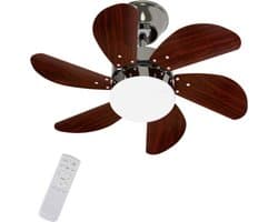 Plafondventilator met Verlichting - 6 Standen en Timer - Incl. Afstandbediening - Winter en Zomer Functie - Stil - Slaapkamer - Woonkamer - E27 fitting - Plafond Ventilator - Donkerbruin — afbeelding 1