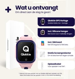 Qlokkie Kiddo GO PLUS - GPS Horloge kind - GPS Tracker kind - Videobellen - Veiligheidsgebied instellen - SOS Alarmfuncties - Smartwatch kinderen - Inclusief simkaart en mobiele app - Roze — thumbnail 4