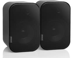 Artsound UNI40, Set van 2 passieve luidsprekers, 2-weg hifi luidspreker, 20-100 watt, muurbeugel met kogelgewricht, geschikt voor grote ruimtes zoals keuken, café, winkel, kleur: zwart