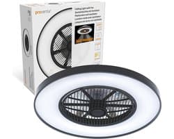 Proventa 3D Air LED Plafondlamp Zwart met Ventilator - Winter en zomerstand met Full Room Circulatie - Incl. afstandsbediening — afbeelding 1