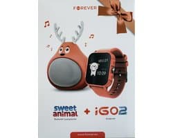Forever iGO2 JW-150 Kinderhorloge oranje smartwatch voor Smartphone iOS + Android horloge met touchscreen IP68 + Bluetooth Luidspreker sweet animal Oranje Geschenkset