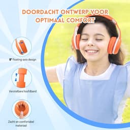 StayPowered Bluetooth Hoofdtelefoon voor Kinderen - Veilig en Kwalitatief Geluid - 85/94 dB Volumeregeling - 40 Uur Batterij - HD Microfoon - Opvouwbaar en Verstelbaar - Snelle Bluetooth 5.4 - Oranje - Levering Sneller dan Aangegeven! — thumbnail 5