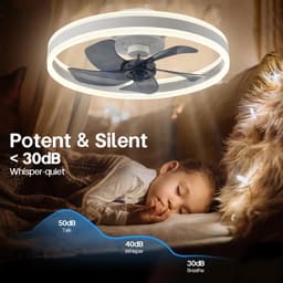 MiShar 2-LED Plafond Ventilator - 51 CM - Smart Lamp - 6 Standen - Plafond ventilator met verlichting - Dimbaar - Wit -Grijs - Kroonluchter Ventilator - Chandelier Fan - Woonkamer Lamp - Ventilator Lampen - Eetkamer lamp - Slaapkamer lamp — thumbnail 4