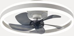 MiShar 2-LED Plafond Ventilator - 51 CM - Smart Lamp - 6 Standen - Plafond ventilator met verlichting - Dimbaar - Wit -Grijs - Kroonluchter Ventilator - Chandelier Fan - Woonkamer Lamp - Ventilator Lampen - Eetkamer lamp - Slaapkamer lamp — thumbnail 1