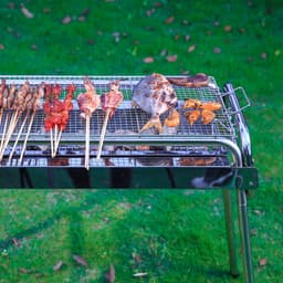 Uten bbq houtskool - barbecue houtskool - Houtskoolbarbecues - XL - Verstelbare hoogte - Camping barbecues- Barbeque - Grilloppervlak (L x B) 60 x 26 cm - RVS — thumbnail 4