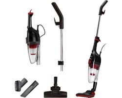 MPM - Lichtgewicht Zakloze Steelstofzuiger - met ingebouwde Kruimeldief - 2-in-1 Stofzuiger zonder Zak 600W - Rood/Zwart