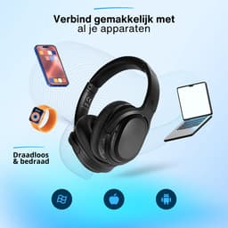 Avalect 2024 ClarityPro Draadloze Koptelefoon - Noise Cancelling - Bluetooth verbinding - Over-ear - Hoofdtelefoon - Active Noise Cancelling - Zwart — thumbnail 5