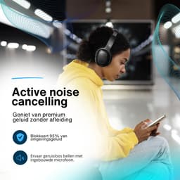 Avalect 2024 ClarityPro Draadloze Koptelefoon - Noise Cancelling - Bluetooth verbinding - Over-ear - Hoofdtelefoon - Active Noise Cancelling - Zwart — thumbnail 3