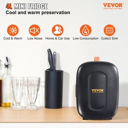 Vevor Minikoelkast 4L - Koel- en Verwarmingsfunctie - Compacte Minibar voor Cosmetica, Frisdrank en Babymelk - Draagbaar met Handvat - Stil en Lichtgewicht - Zwart — thumbnail 3