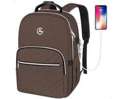 AG Luxe Rugzak Bruin- Rugzakken - Rugtassen - Laptop - 26L - voor dames, heren, jongens en meisjes - Backpack Waterafstotend- Schooltas - Reizen & Werken - Anti Diefstal Ontwerp - Inclusief Usb Oplaadstation