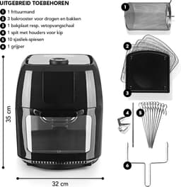 GOURMETmaxx Digitale Heteluchtfriteuse XXL - 9L Oven | Airfryers met timerfunctie, touchdisplay, draaispit, shaslikspiezen | Vetarm, energiebesparend frituren | 8 programma's, 1800 W — thumbnail 7