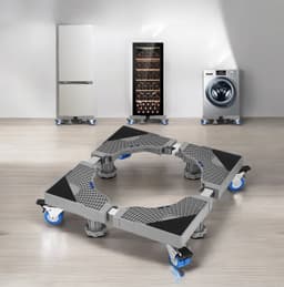 Wasmachine-onderstel met 4 voeten + 4 wielen voor wasmachine, koelkast en droger, verstelbare wasmachinebasis met antislip schokabsorberende functie, (instelbaar: 41-66 cm) — thumbnail 1