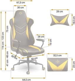 Ergonomische Bureaustoel Blitzcrank - Verstelbaar met Lendesteun - Zwart/Geel — thumbnail 2