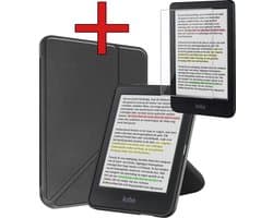 Hoes Geschikt voor Kobo Clara Colour - Met Screenprotector - Luxe E-reader Trifold Case - Bescherm Hoesje Book Cover - Zwart