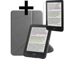 Hoes Geschikt voor Kobo Clara Colour - E-reader Bescherm Hoesje Case Sleep Cover Trifold Met Screenprotector - Hoes Geschikt voor Kobo Clara Colour Hoesje - Grijs