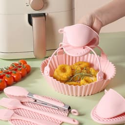 Airfryer siliconen bakje - 7 stuks - Airfryer accessoires - Vaatwasser veilig - BPA-vrij - roze — thumbnail 3