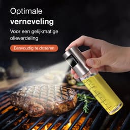 ZolZia® Olijfolie Sprayer Set – 2x Olie Sprayer / Verstuiver – RVS Oliespray Fles voor Airfryer, BBQ & Koken – Hervulbaar – Incl. Trechter & Borstel — thumbnail 4