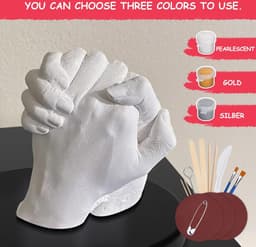 Handafdrukset,Handen Casting Kit,3D Hand Molding Kit all-in-one Hand-Casting Kit met Alginaat en Gips,Doe-Het-Zelf Gipsafdruk voor Koppels,Handafdruk Set voor Koppels voor vele Gelegenheden — thumbnail 1