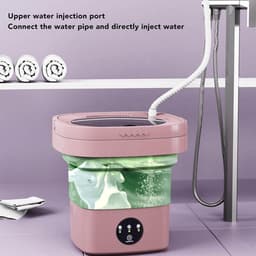 Opvouwbare Automatische Wascentrifuge - Draagbare Mini Wasmachine 6.5L - Voor Ondergoed en Babykleding - Slaapzaal en Camperreizen - Roze - Mini wasmachine — thumbnail 3