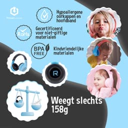 PowerLocus P1 Kids Kinder Koptelefoon Draadloos - Koptelefoon voor kinderen - Veilig volume van 85 dB - Bluetooth Hoofdtelefoon - Met microfoon - incl. Premium Case - Blauw/Zwart — thumbnail 6