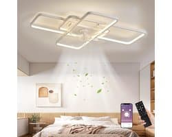LuxiLamps - Moderne Smart Lamp Ventilator - Dimbaar - LED Plafond Ventilator - Wit - Moderne Kroonluchter Ventilator - 72 cm - Woonkamerlamp — afbeelding 1