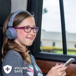 JLAB Jbuddies kinder Koptelefoon Draadloos – Koptelefoon kinderen geluidsdempend – Gehoorbescherming kinderen – Volumelimiet 84 dB – 24 uur batterijduur – Bluetooth - Grijs/Blauw — thumbnail 4