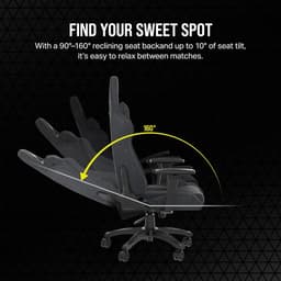 Corsair TC100 - Relaxed Gaming Stoel - Stoffen - Zwart/Grijs — thumbnail 2