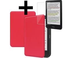 Hoes Geschikt voor Kobo Clara Colour - E-reader Bescherm Hoesje Case Sleep Cover Met Screenprotector - Hoes Geschikt voor Kobo Clara Colour Hoesje - Rood