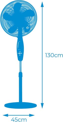 EDM Luxe Statiefventilator - Ø40 cm - 60W - Verstelbare hoogte 110-130 cm - 5 doorzichtige bladen + afstandsbediening - Zwart — thumbnail 4