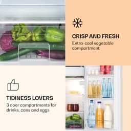 Klarstein Luminance Frost Koelkast - Capaciteit: 91 Liter - Energie-efficiëntieklasse E - Crispvak - 2 Glazen schappen - 3 Deurvakken - 41 Db - Temperatuurinstelling: 7 Standen - Wit — thumbnail 3