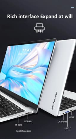 Elementkey LightPixel - 14 Inch Laptop - 2 in 1 Flip - Intel® Processor N100 - Windows 11 PRO - 12GB DDR5 RAM – 1TB SSD - Uitgebreide Poorten - Zwart — thumbnail 2
