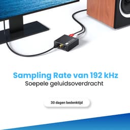 Clerby - Digitaal naar Analoog Converter - 192kHz Audio Adapter - DAC - Coaxiaal naar Analoog - Audioconverter - AUX 3.5mm - Inclusief Optische Kabel en Voedingsadapter — thumbnail 2