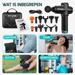 FITAGE Massage Gun Professioneel - Massage Apparaat - Massageapparaat Massagegun - Massage Pistool - Zwart — thumbnail 3