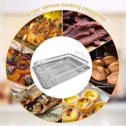 Rvs Crisper Lade en Mand 13 "x9.6 "x3.1" Oven Air-Fryer Pan Mesh Basket Set - Bakken Krokante Kip Frieten Ui Ringen cooling rack — thumbnail 4