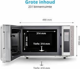 MEDION vrijstaande, 3-in-1 magnetron met grill- en heteluchtfunctie, 800 watt vermogen, 1200 watt bovengrill/heteluchtvermogen, 23L, MD17495, zilver — thumbnail 12